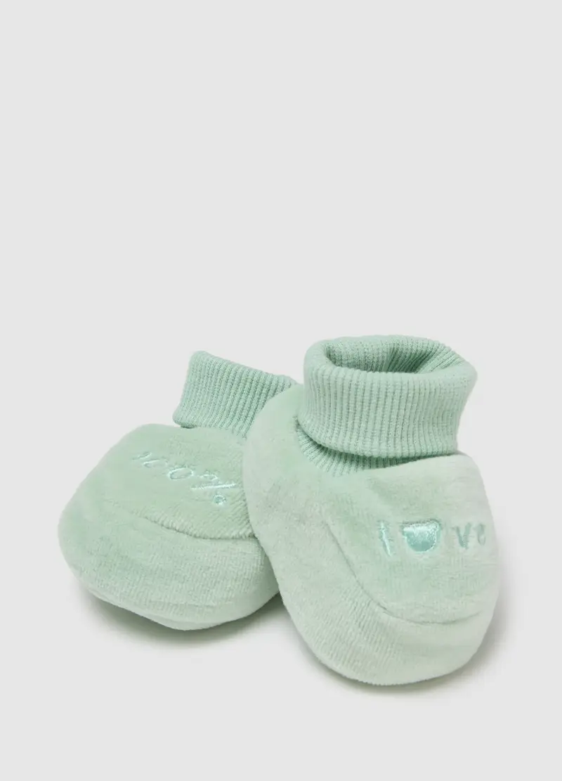 Set Cappello E Scarpine Da Neonato In Cotone Verde, Neonata, Verde miniatura 2