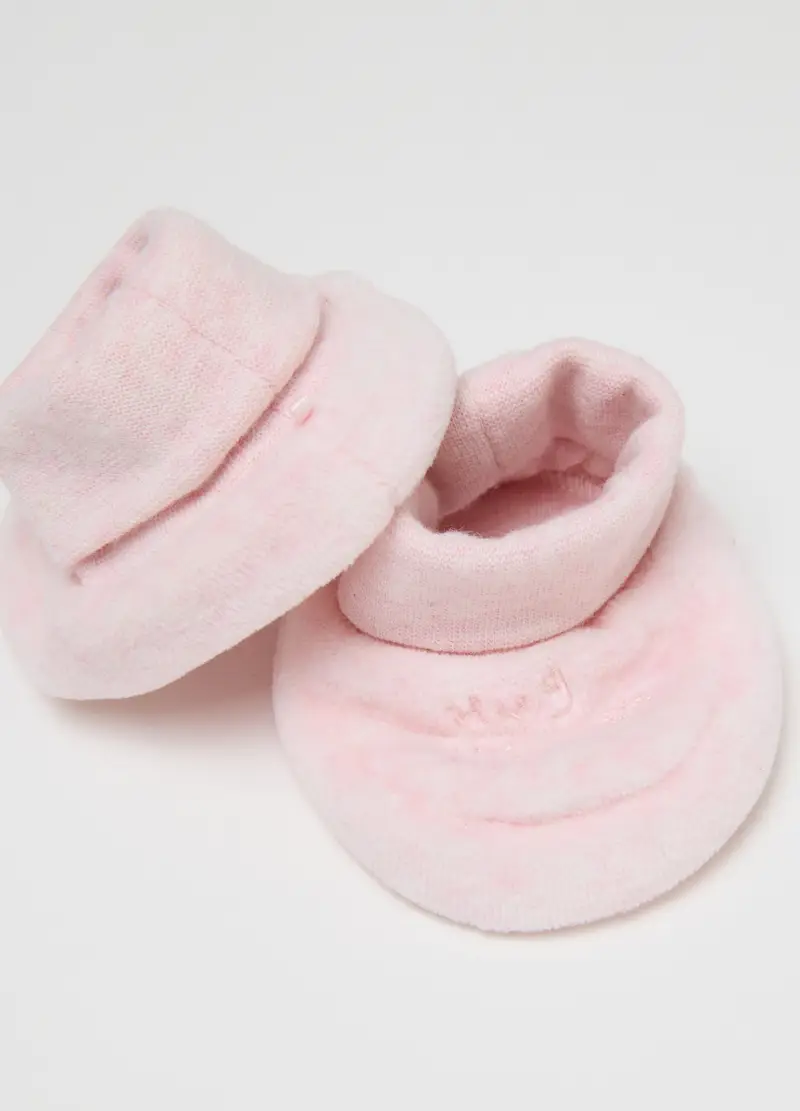 Set Cappello E Scarpine Rosa In Puro Cotone Regular Fit Con Ricamo, Unisex, Rosa miniatura 3