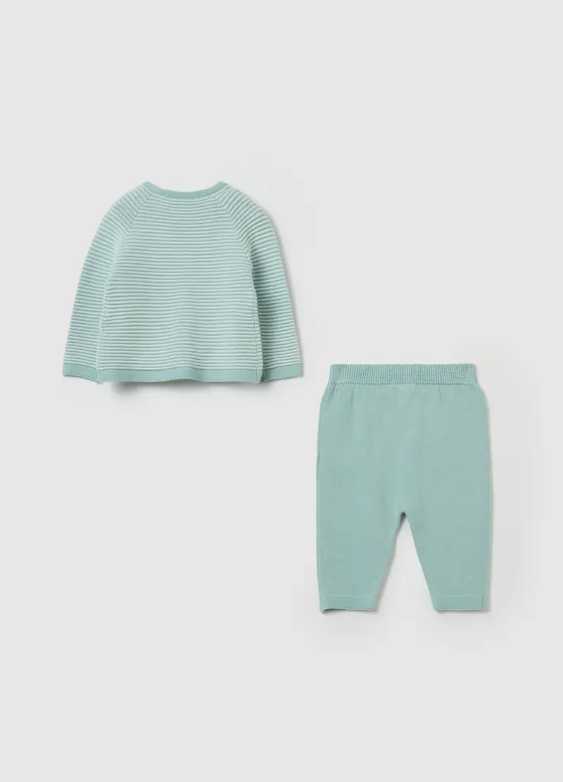 Set Cardigan E Pantalone In Maglia, Unisex, Verde miniatura 2