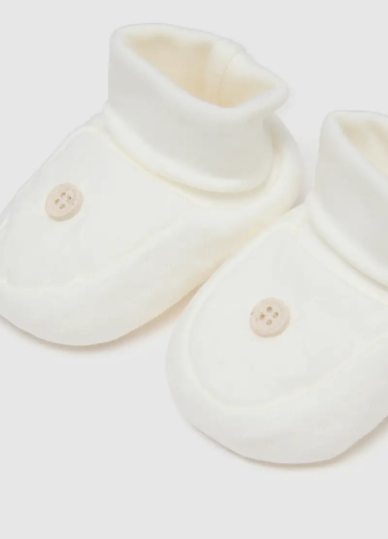 Set Cuffia Scarpine Per Neonati In Cotone Bianco Regular Fit, Unisex, Bianco miniatura 3