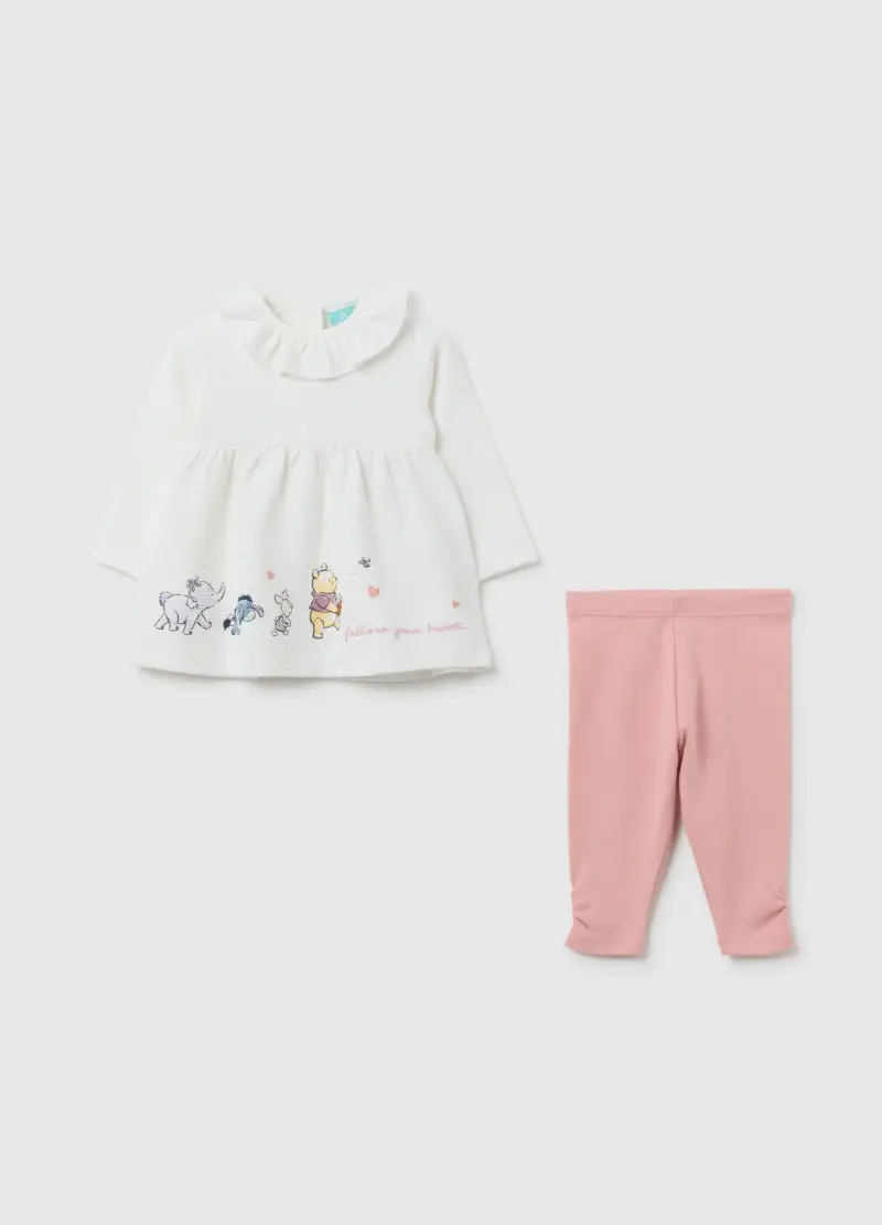 Set Da Neonata In Misto Cotone Bianco E Rosa Elasticizzato, Bianco