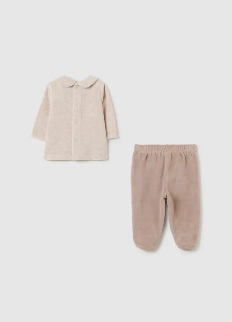 Set Da Neonato In Misto Cotone Beige, Beige miniatura 2