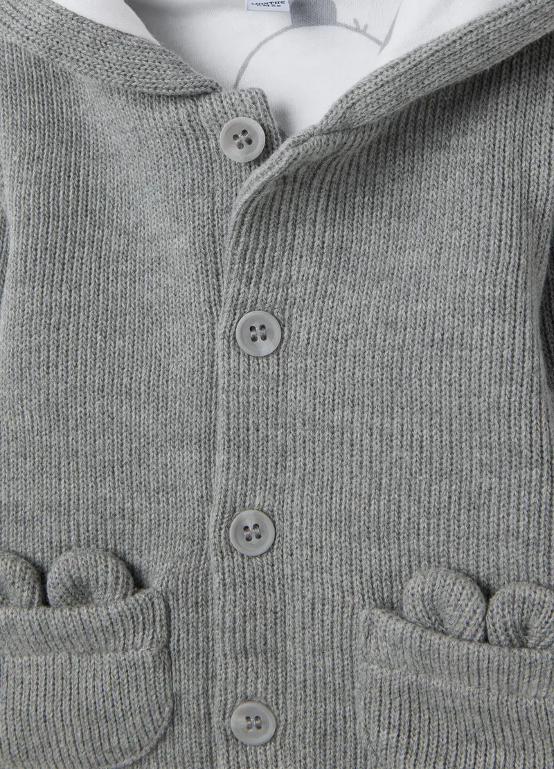 Set Da Neonato In Misto Cotone Grigio Con Cappuccio E Tasche, Unisex, Grigio miniatura 3