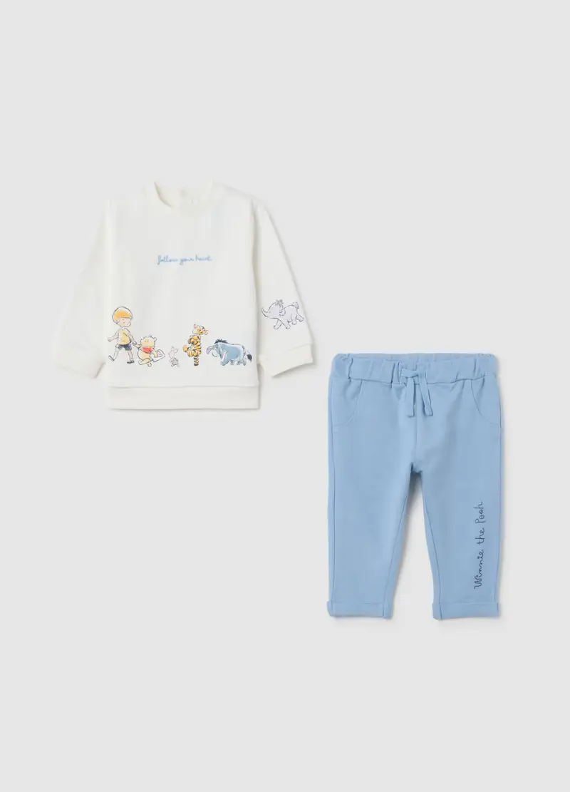 Set Da Neonato In Puro Cotone Bianco E Azzurro, Bianco