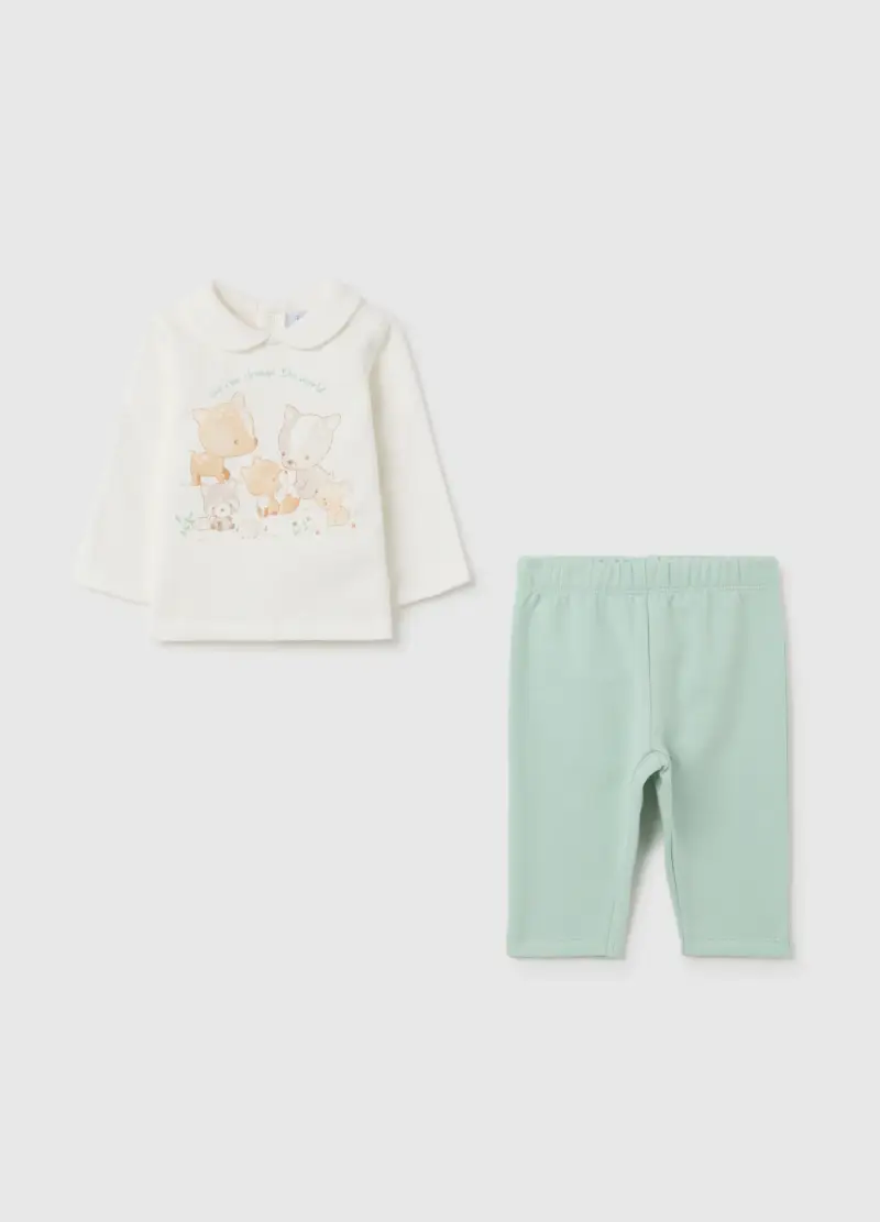 Set Da Neonato In Puro Cotone Multicolor, Bianco