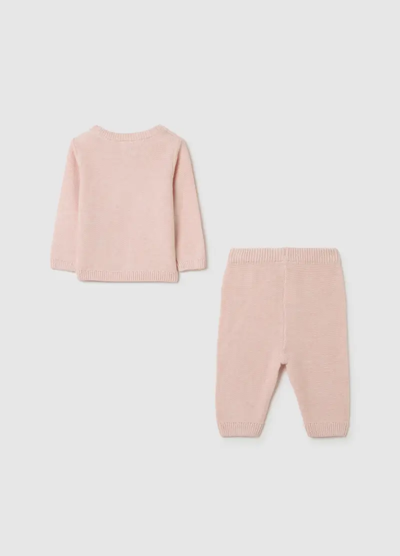 Set Da Neonato In Puro Cotone Rosa, Unisex, Rosa miniatura 2