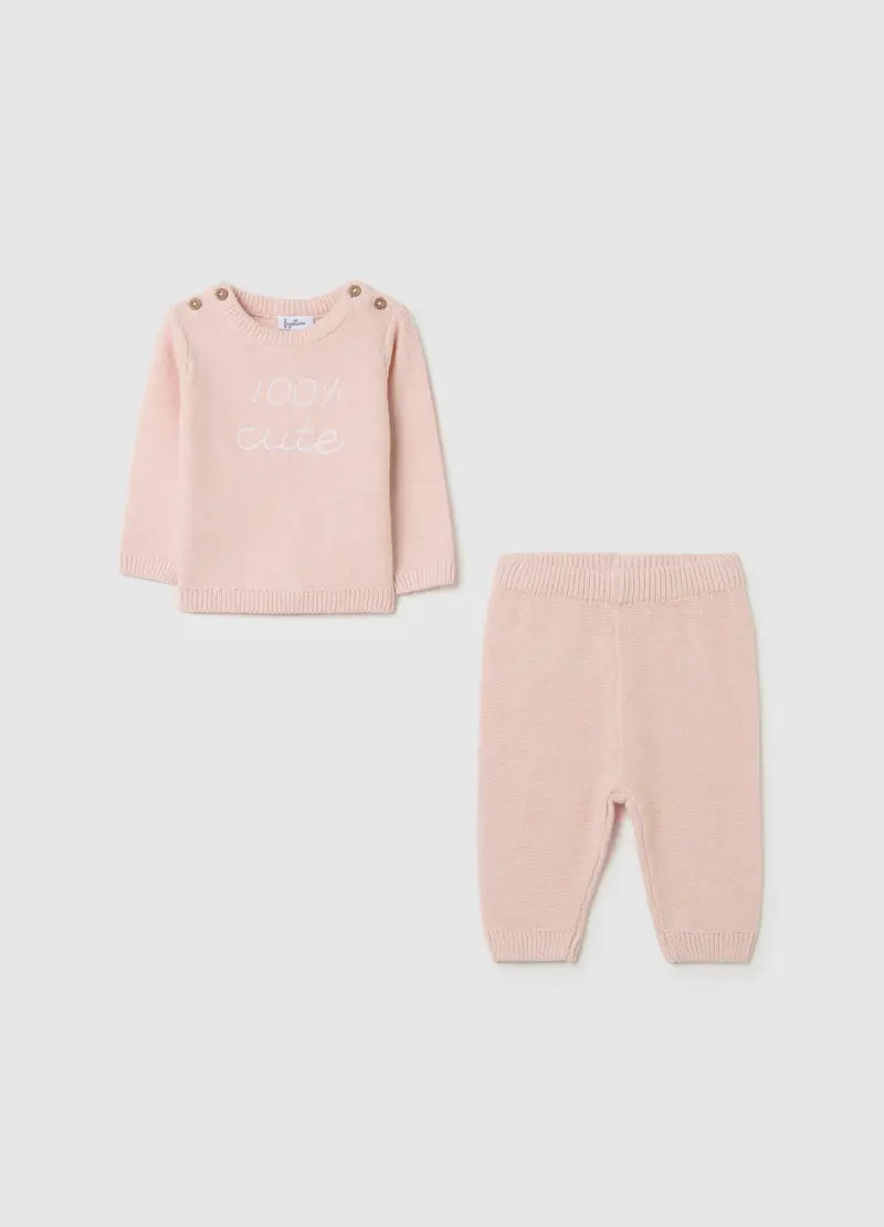 Set Da Neonato In Puro Cotone Rosa, Unisex, Rosa