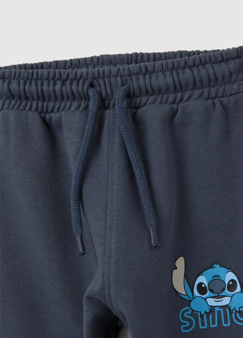 Set Felpa E Pantaloni Da Bambino In Puro Cotone Azzurro Regular Fit Con Stampa Stitch, Azzurro miniatura 3