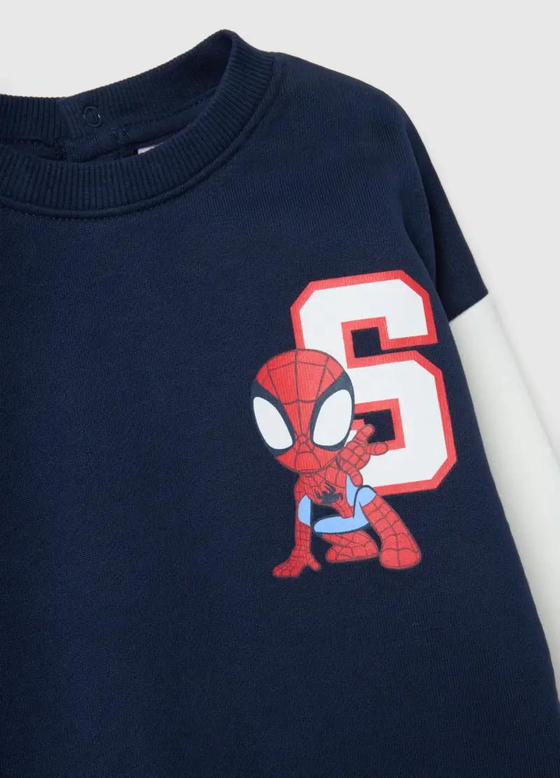 Set Felpa Pantalone In Puro Cotone Blu Da Bimbo Regular Fit Con Stampa, Bambino, Blu miniatura 3