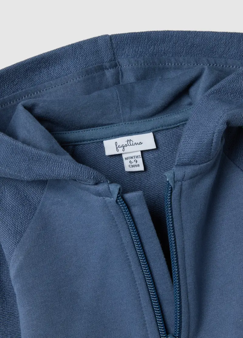 Set Felpa Pantalone In Puro Cotone Blu Per Neonati, Neonato, Blu miniatura 3