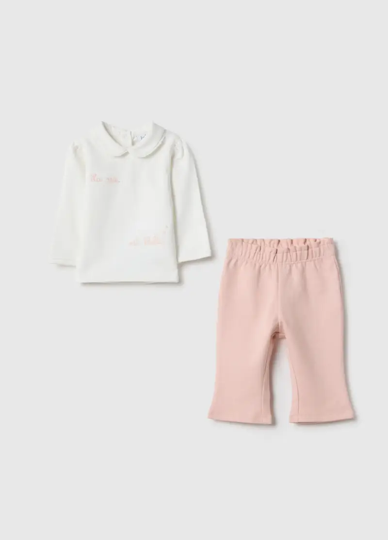 Set Felpa Pantalone In Puro Cotone Multicolor Da Neonata Regular Fit, Multicolor