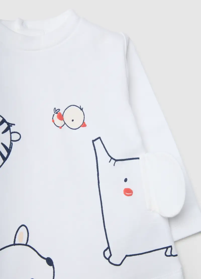 Fagottino Set Felpa e Pantalone in Puro Cotone Multicolor per Neonati miniatura 3