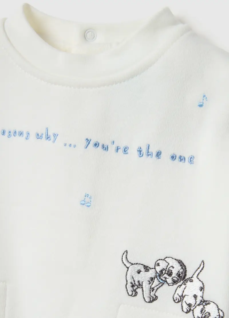 Set Felpa Pantalone Multicolor Da Neonato In Puro Cotone Con Stampa, Multicolor miniatura 3