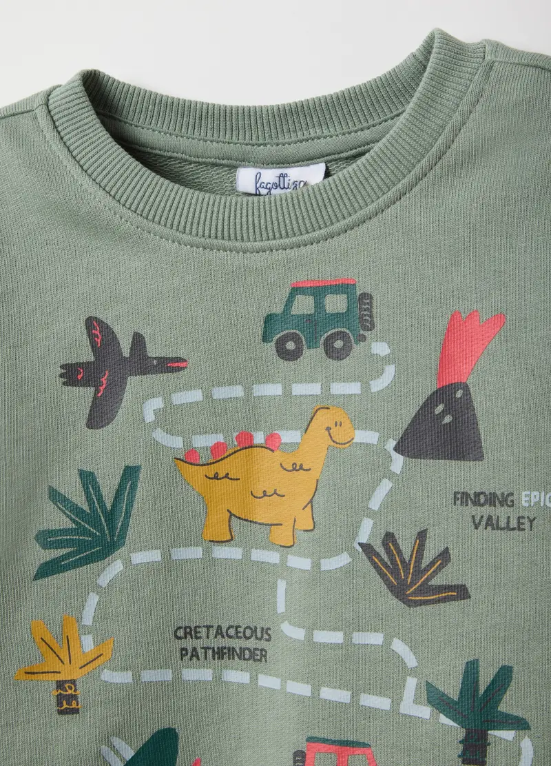 Set Felpa Pantaloni In Puro Cotone Verde Da Bimbo Regular Fit, Bambino, Verde miniatura 3