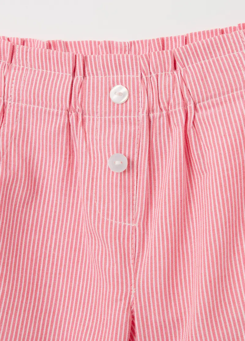 Set In Cotone Con Fantasia A Righe E Ricamo Fiori, Bambina, Multicolor miniatura 3