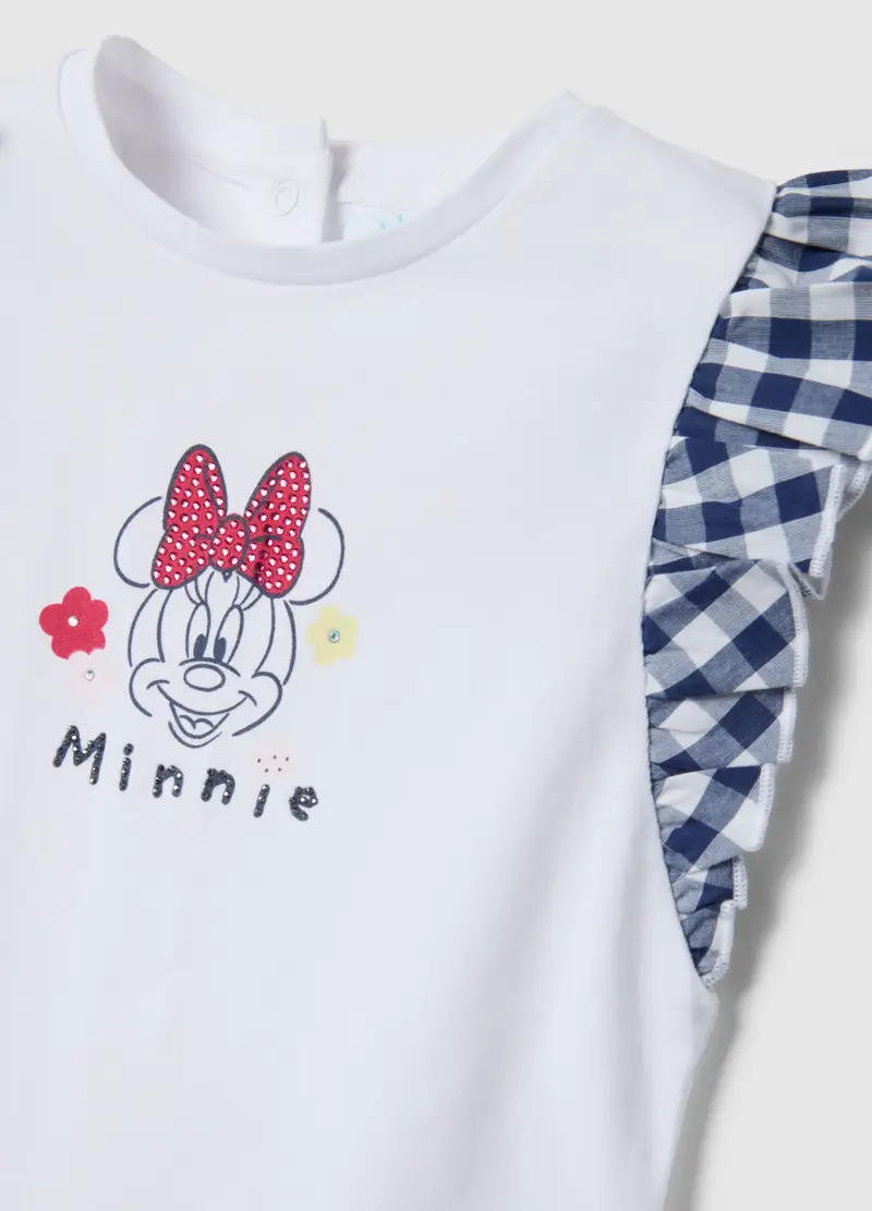 Set In Cotone Elasticizzato A Quadri Multicolor Da Bimba Con Minnie, Bambina, Multicolor miniatura 3