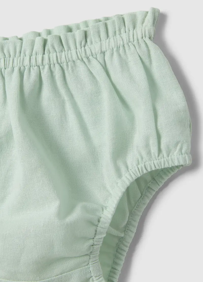 Set In Misto Cotone E Lino Verde Da Neonata, Verde miniatura 3