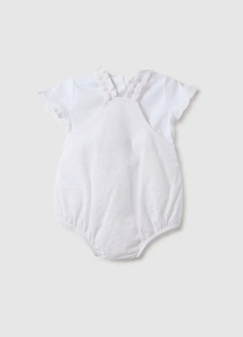 Set In Puro Cotone Bianco Da Neonata Con Volant, Bianco miniatura 2