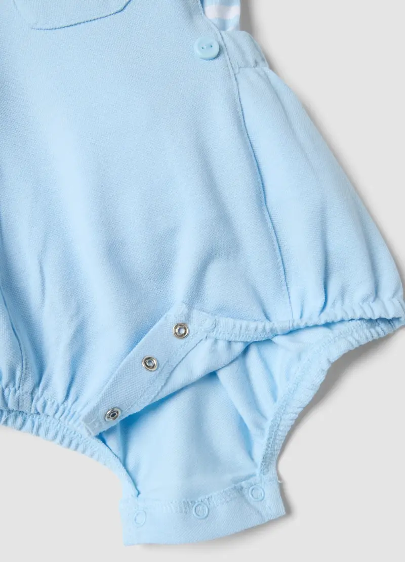 Set In Puro Cotone Bianco E Azzurro Per Neonati, Neonato, Multicolor miniatura 3