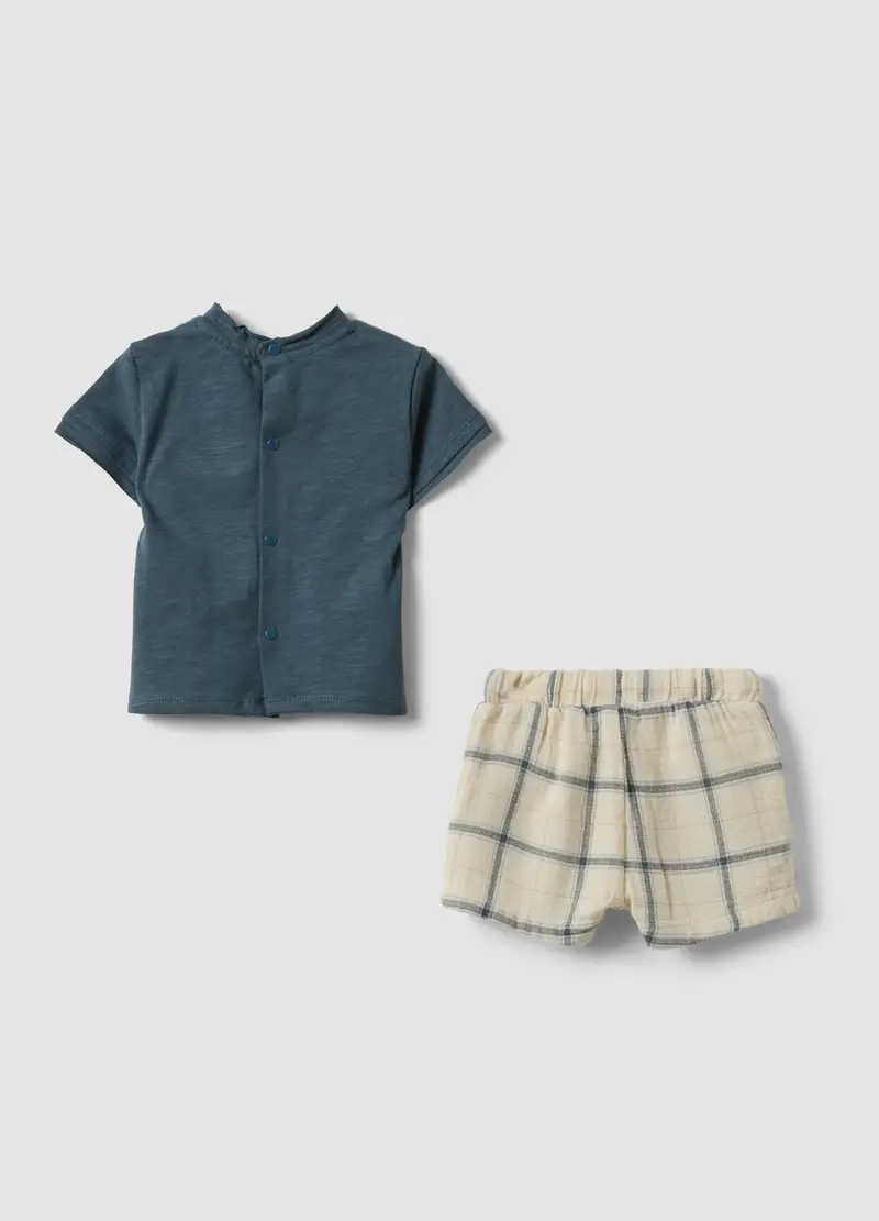 Set In Puro Cotone Blu Per Neonato, Blu miniatura 2