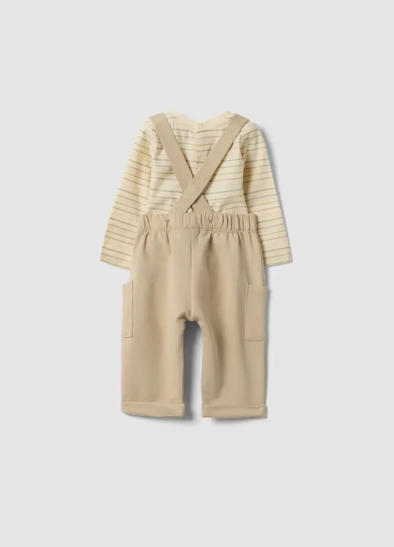 Set In Puro Cotone Organico Beige Da Neonato, Beige miniatura 2