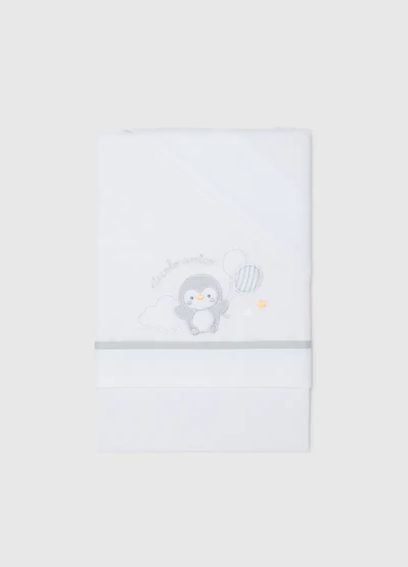 Set Lenzuolini Da Neonato In Puro Cotone Multicolor Con Ricamo, Unisex, Bianco