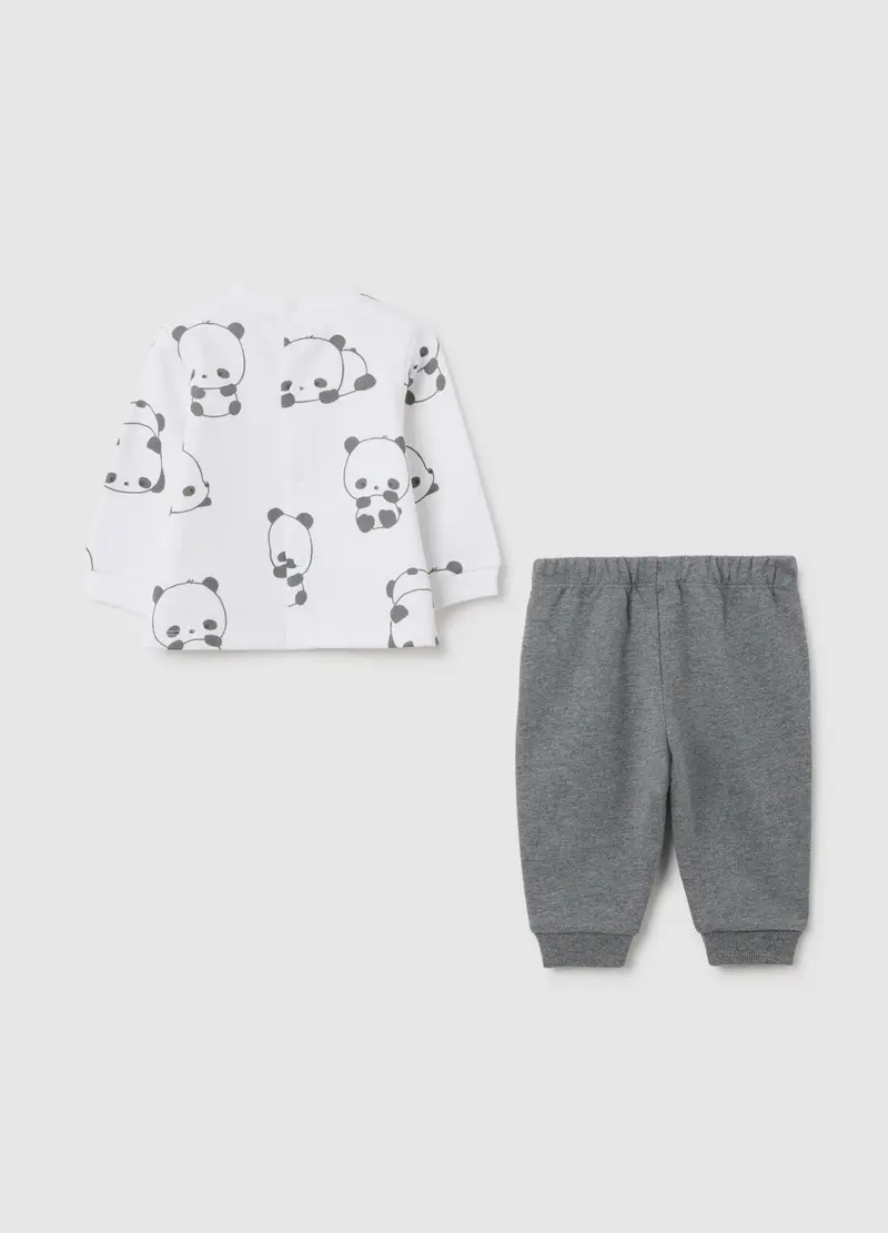 Set Maglia E Pantalone Da Neonato In Puro Cotone Multicolor, Unisex, Bianco miniatura 2