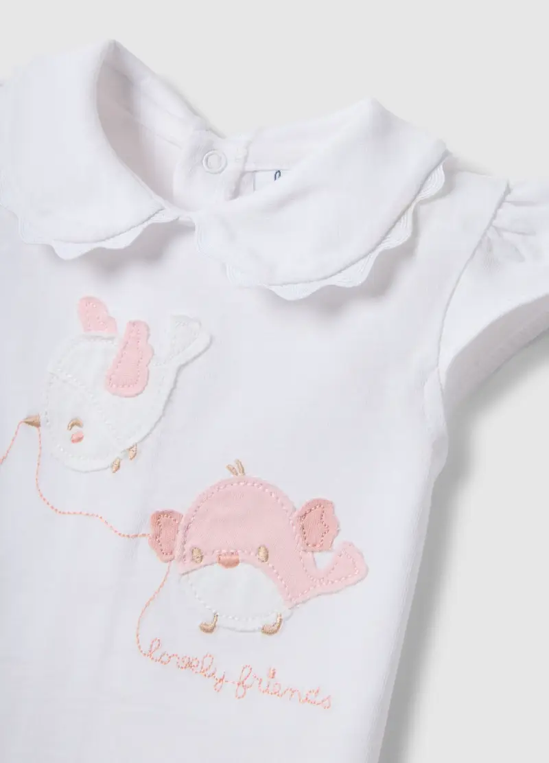 Set Maglia Pantaloncini In Puro Cotone Multicolor Da Neonata, Multicolor miniatura 3