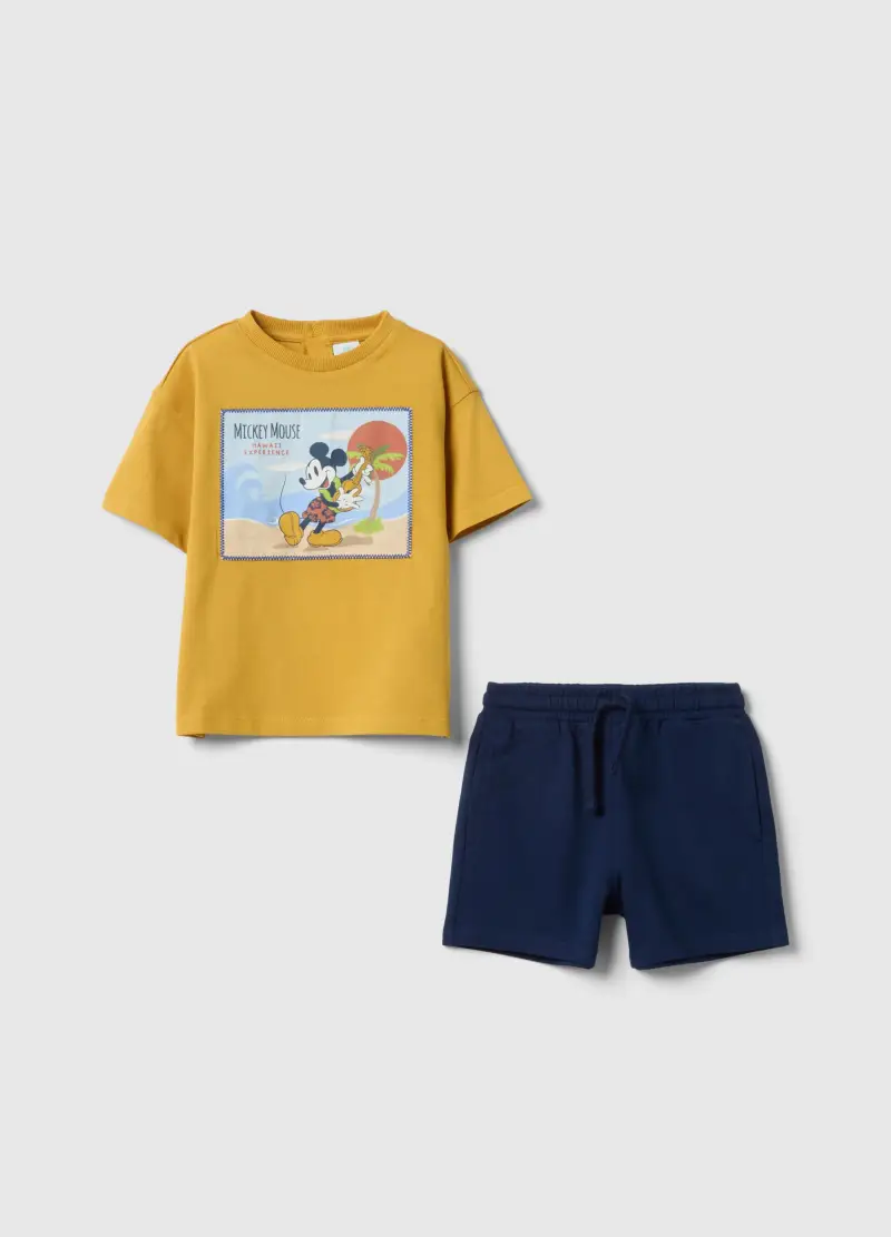 Set Maglia Pantaloncino In Puro Cotone Multicolor Da Bimbo Disney, Bambino, Multicolor