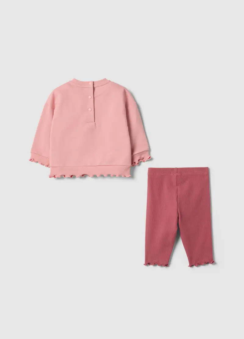 Set Maglia Pantalone In Puro Cotone Rosa Da Neonata Aristogatti, Rosa miniatura 2