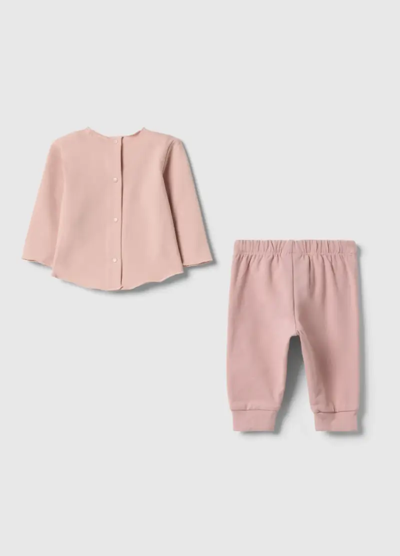 Set Maglia Pantalone Rosa Da Neonato In Cotone Elasticizzato, Neonata, Rosa miniatura 2