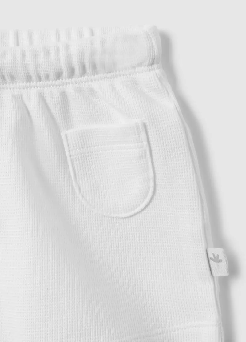 Set Maglia Shorts In Puro Cotone Bianco Da Neonato, Unisex, Bianco miniatura 3
