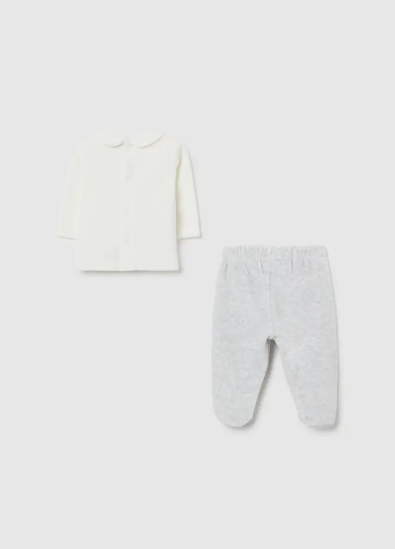 Set Neonato Unisex In Misto Cotone Bianco, Bianco miniatura 2