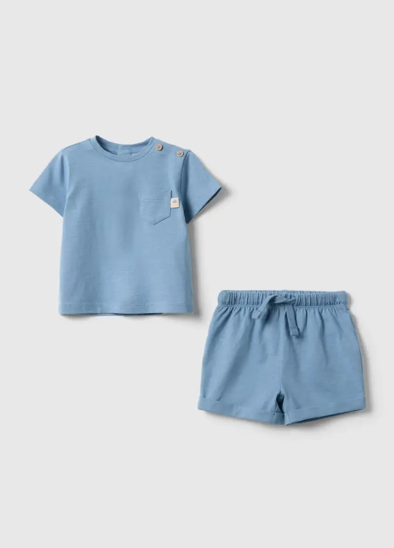 Set Per Bimbi In Puro Cotone Azzurro Regular Fit, Neonato, Azzurro