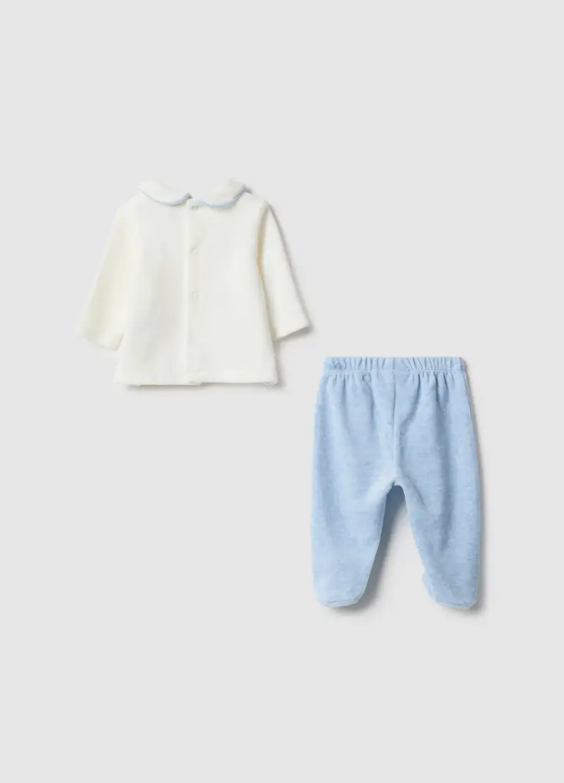 Set Per Neonati In Misto Cotone Bianco E Blu, Neonata, Multicolor miniatura 2