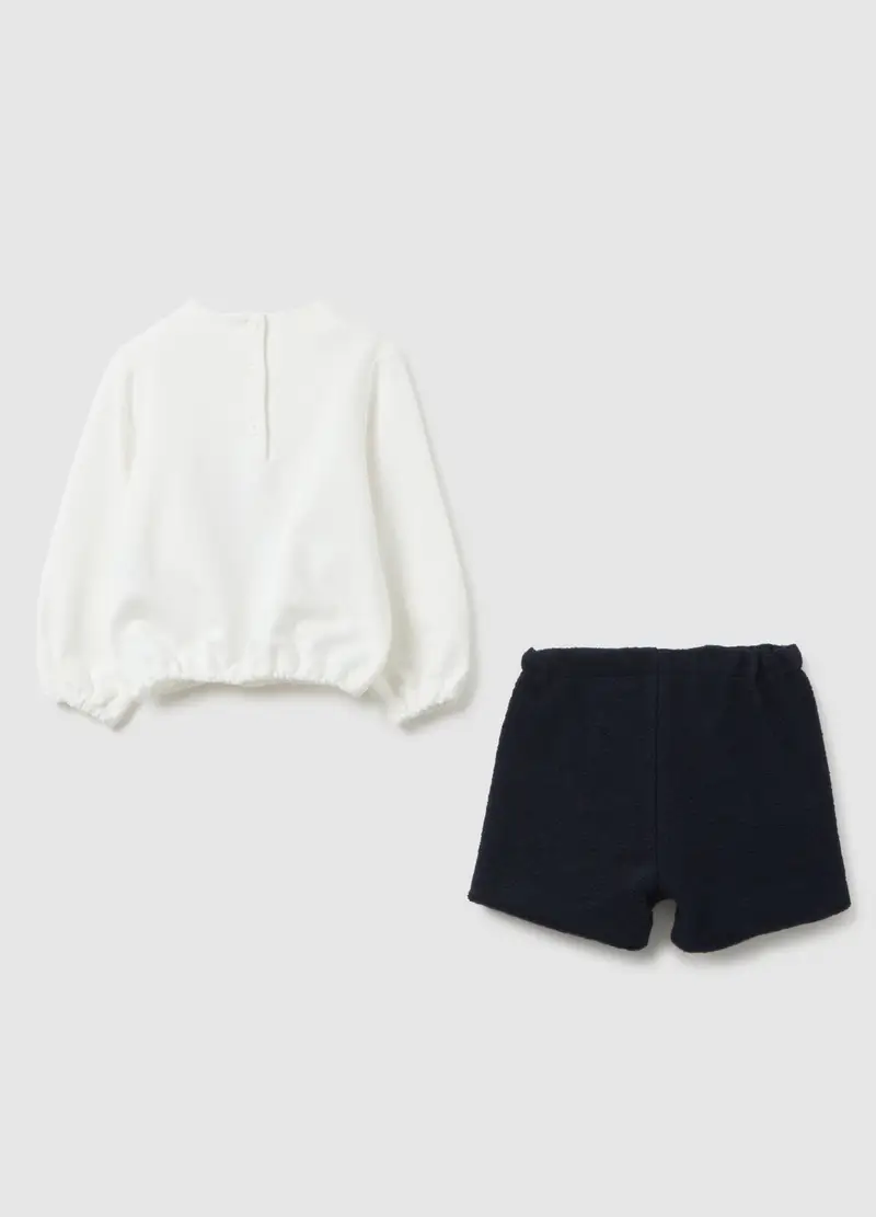 Set Pullover Pantaloncini Multicolor Da Bimba Con Dettagli Festivi, Bambina, Multicolor miniatura 2