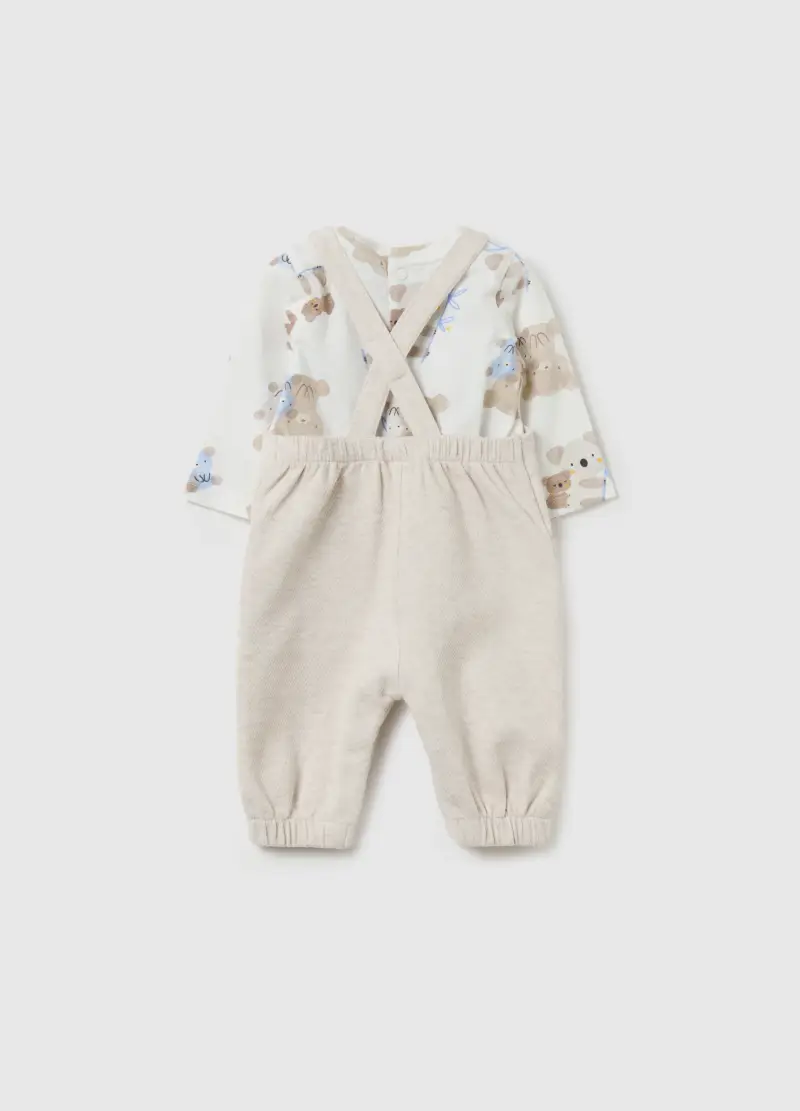 Set T-shirt Con Stampa E Salopette, Neonato, Multicolor miniatura 2