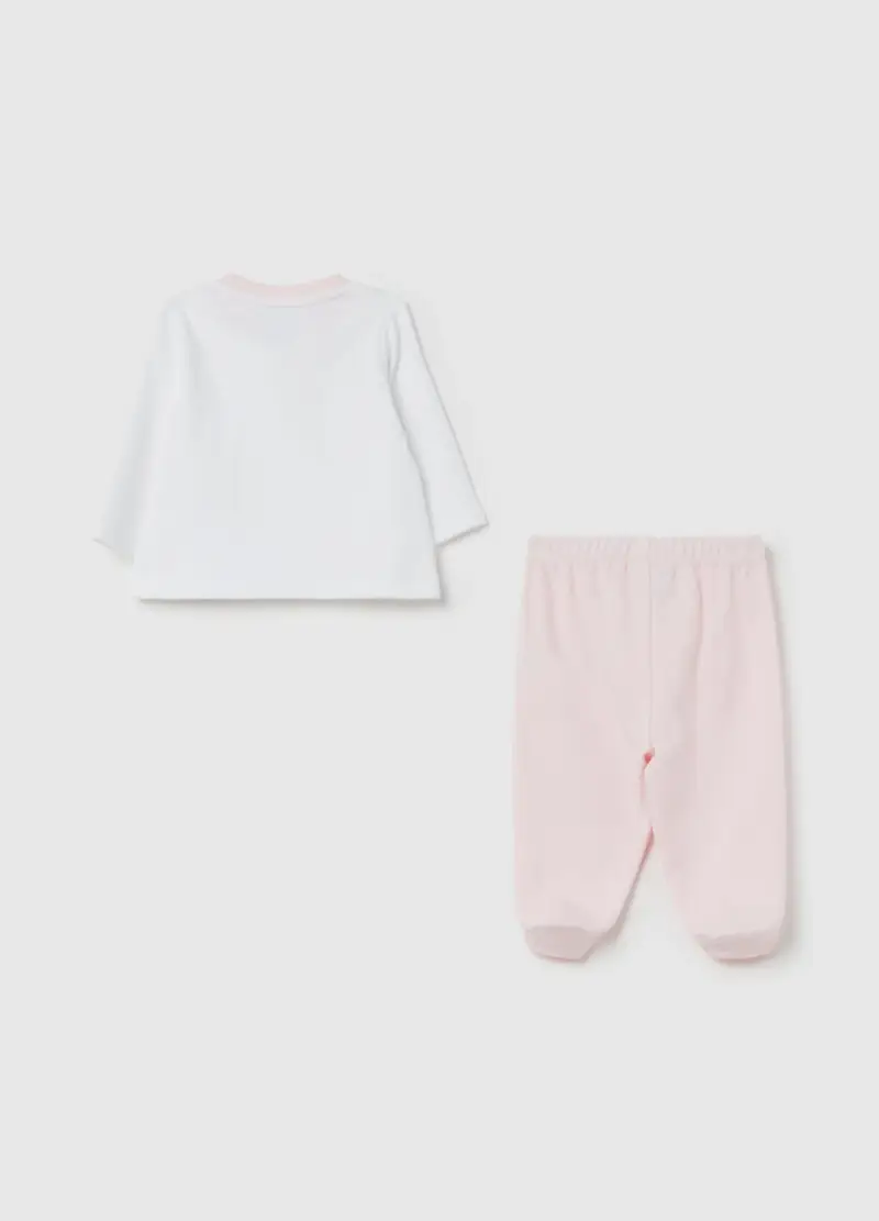 Set T-shirt E Ghettine In Velour Con Stampa, Neonato, Multicolor miniatura 2