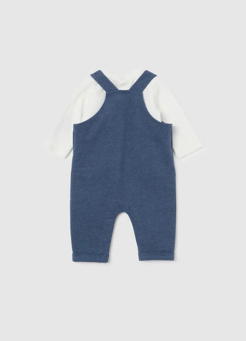 Set T-shirt E Salopette Multicolor Da Neonato In Puro Cotone, Multicolor miniatura 2