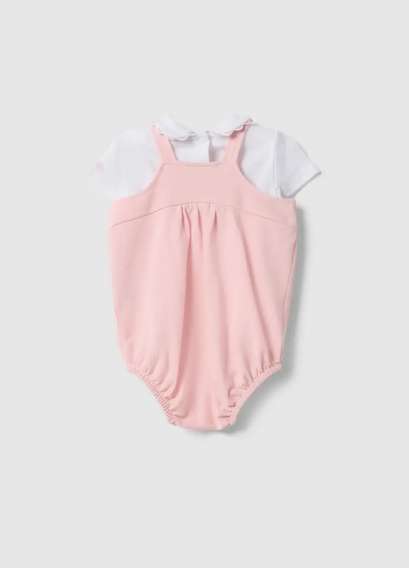 Set T-shirt Overall In Puro Cotone Multicolor Da Neonata, Multicolor miniatura 2