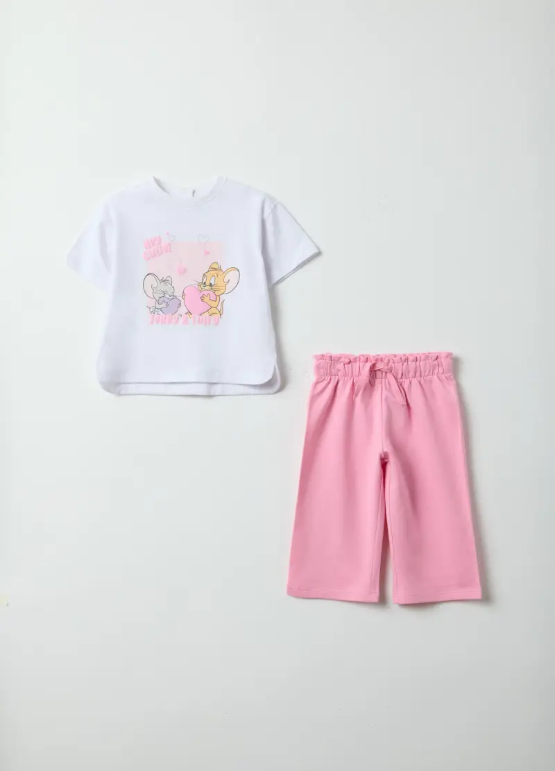 Set T-shirt Pantalone In Misto Cotone Multicolor Da Bimba Regular Fit, Bambina, Multicolor
