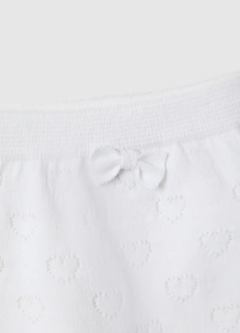 Set T-shirt Shorts In Puro Cotone Bianco Da Neonata Con Cuori, Bianco miniatura 3
