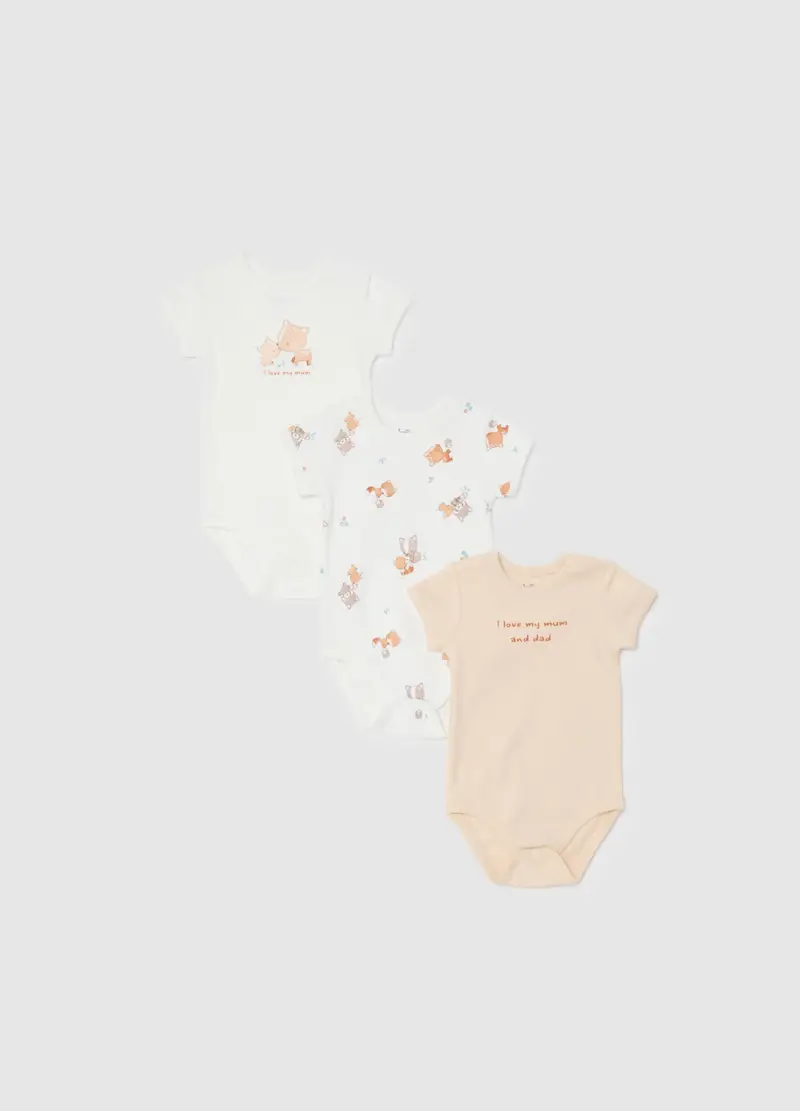 FAGOTTINO, Set Tripack Body Neonati Unisex In Puro Cotone Multicolor, Multicolor, Taglia: 1-3