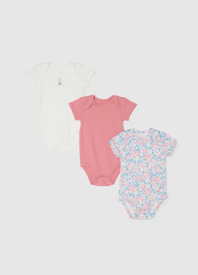 FAGOTTINO, Set Tripack Di Body Per Bambina In Puro Cotone Multicolor, Neonata, Multicolor, Taglia: 1-3