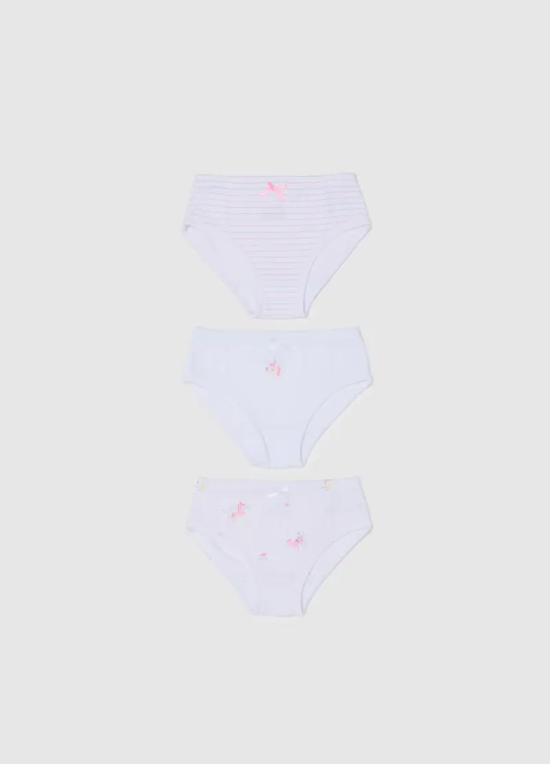 FAGOTTINO, Set Tripack Slip Da Bambina In Puro Cotone Bianco Regular Fit, Bianco, Taglia: 30-36