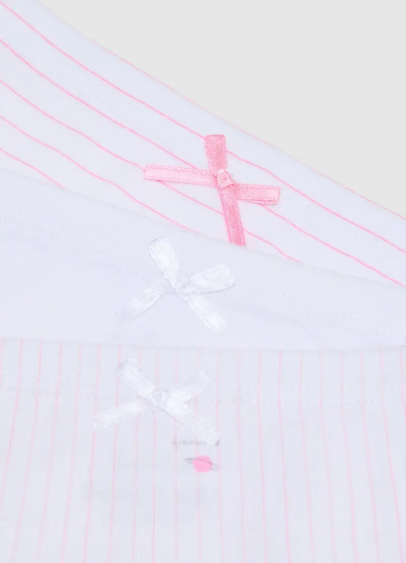 FAGOTTINO, Set Tripack Slip Da Bambina In Puro Cotone Bianco Regular Fit, Bianco, Taglia: 30-36 miniatura 2