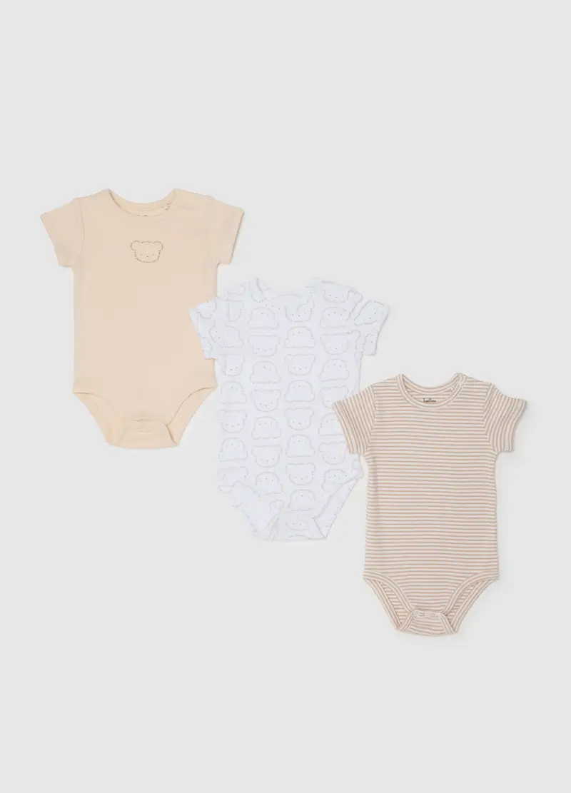 FAGOTTINO, Set Tripack Tutine Da Neonato In Puro Cotone Multicolor, Unisex, Multicolor, Taglia: 1-3