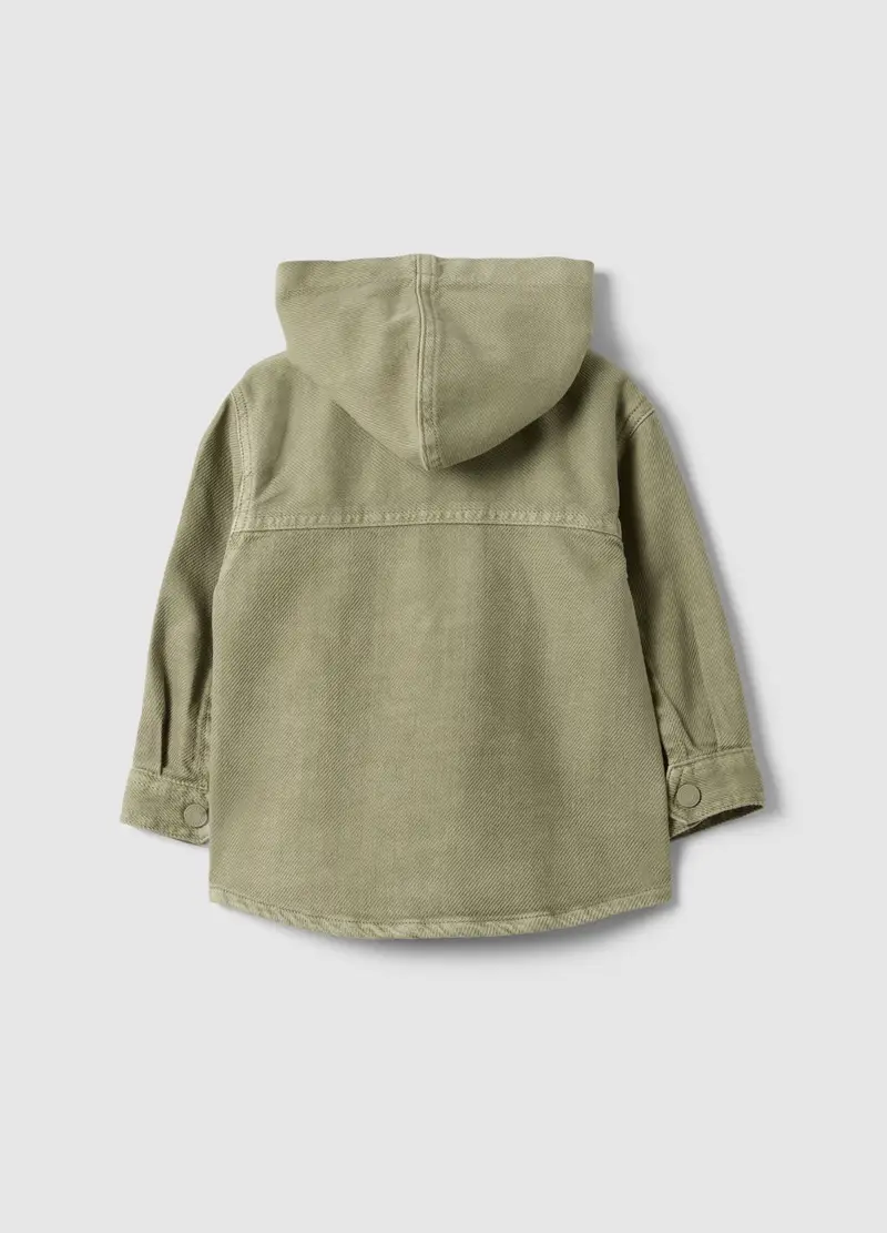 Shacket In Puro Cotone Verde Da Bimbo Regular Fit Con Cappuccio, Bambino, Verde miniatura 2