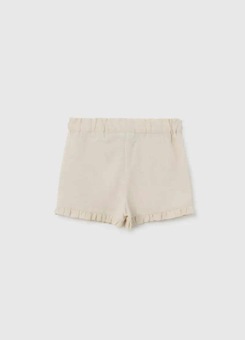 Short Da Neonata In Cotone Beige Regular Fit Con Frange, Bambina, Beige miniatura 2