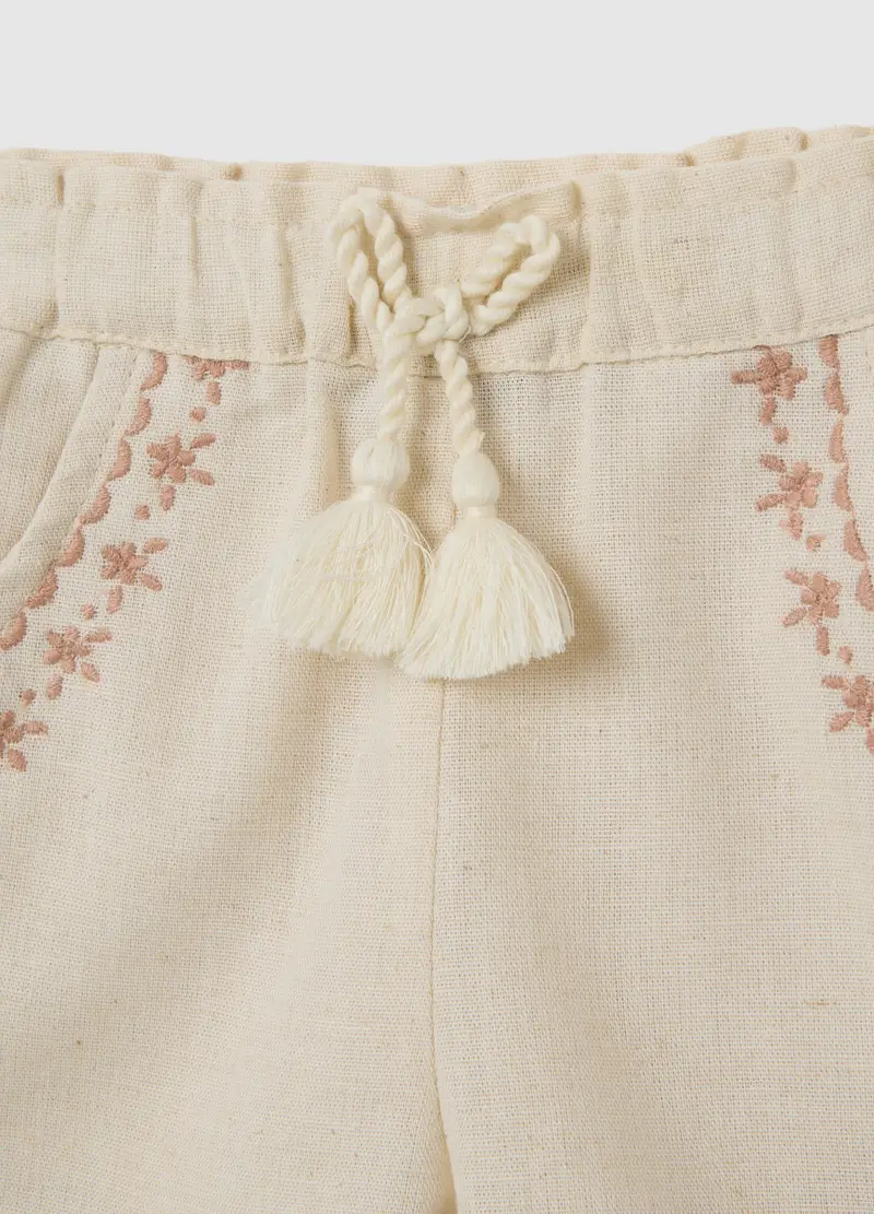 Short Da Neonata In Cotone Beige Regular Fit Con Frange, Bambina, Beige miniatura 3